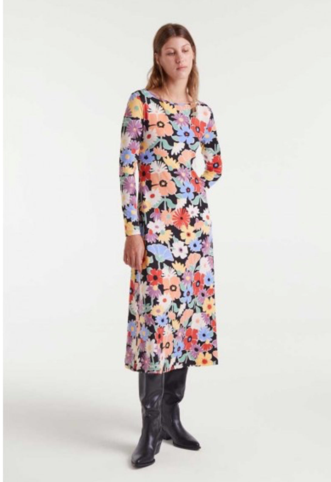 Vestido midi flores grandes