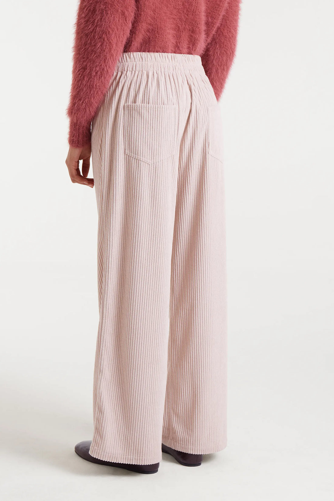 Pantalón recto de pana cintura elástico cordón