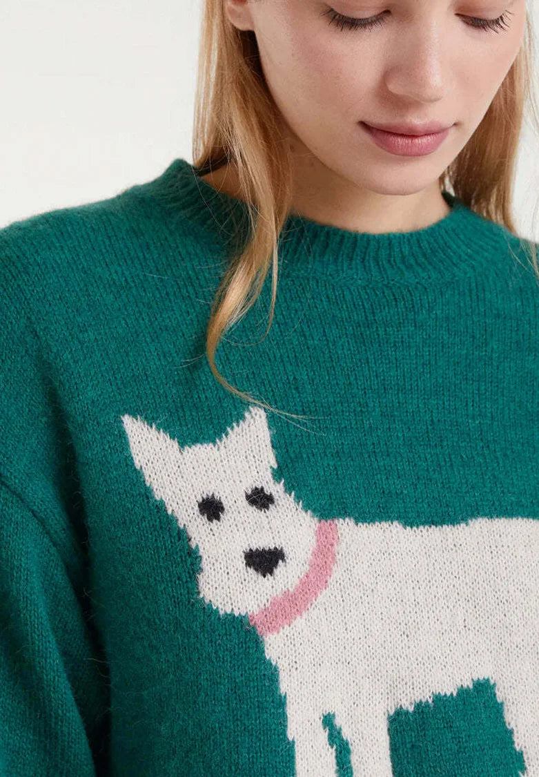 Jersey jacquard estampado perro