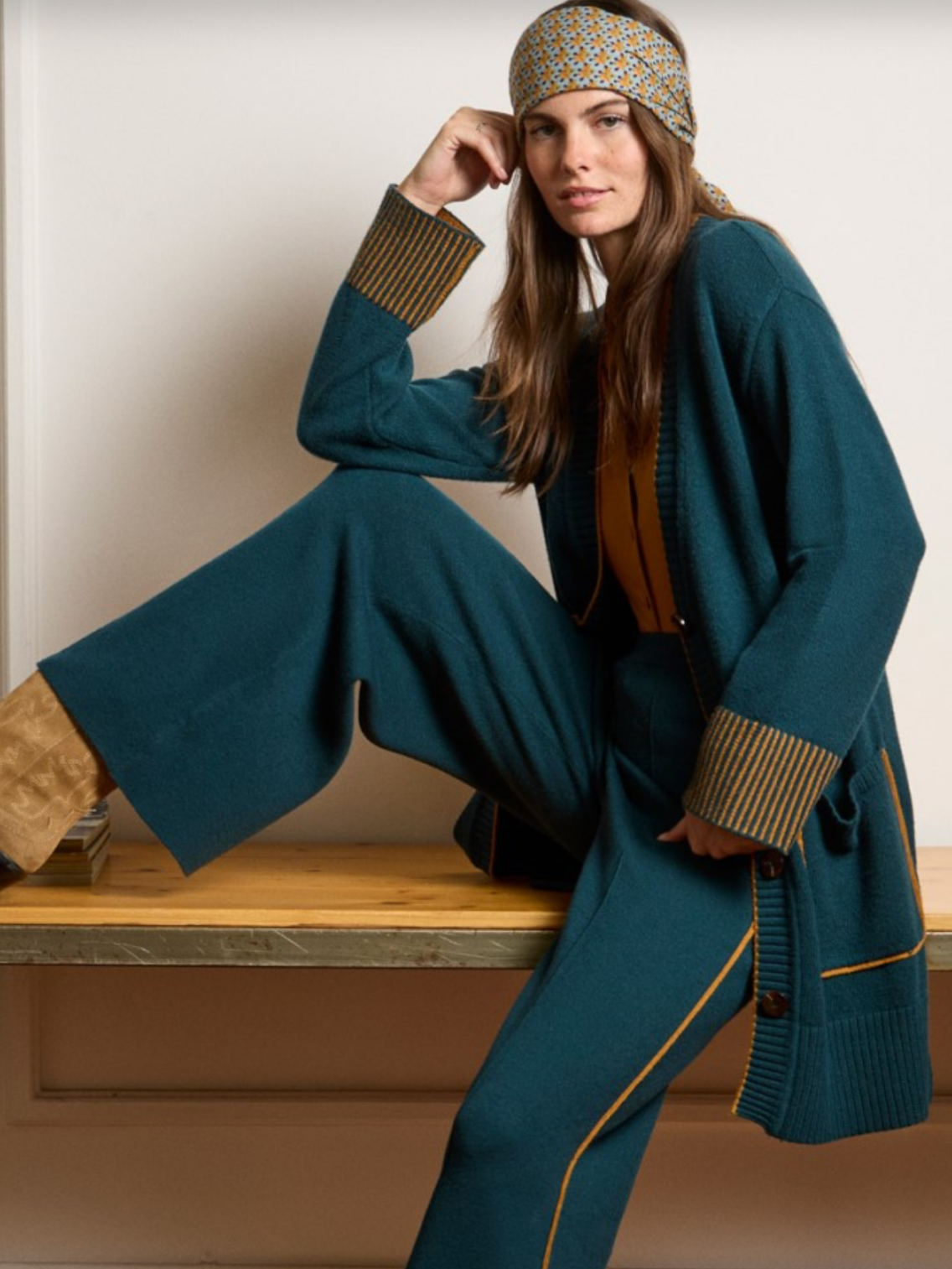 Chaqueta abrigo contraste