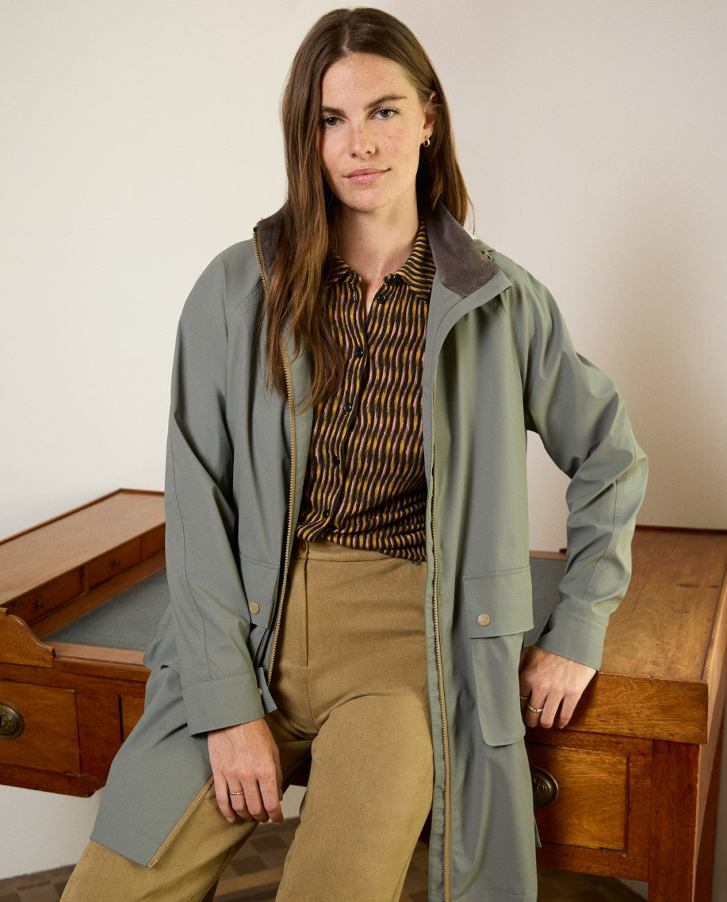 Chubasquero forrado verde