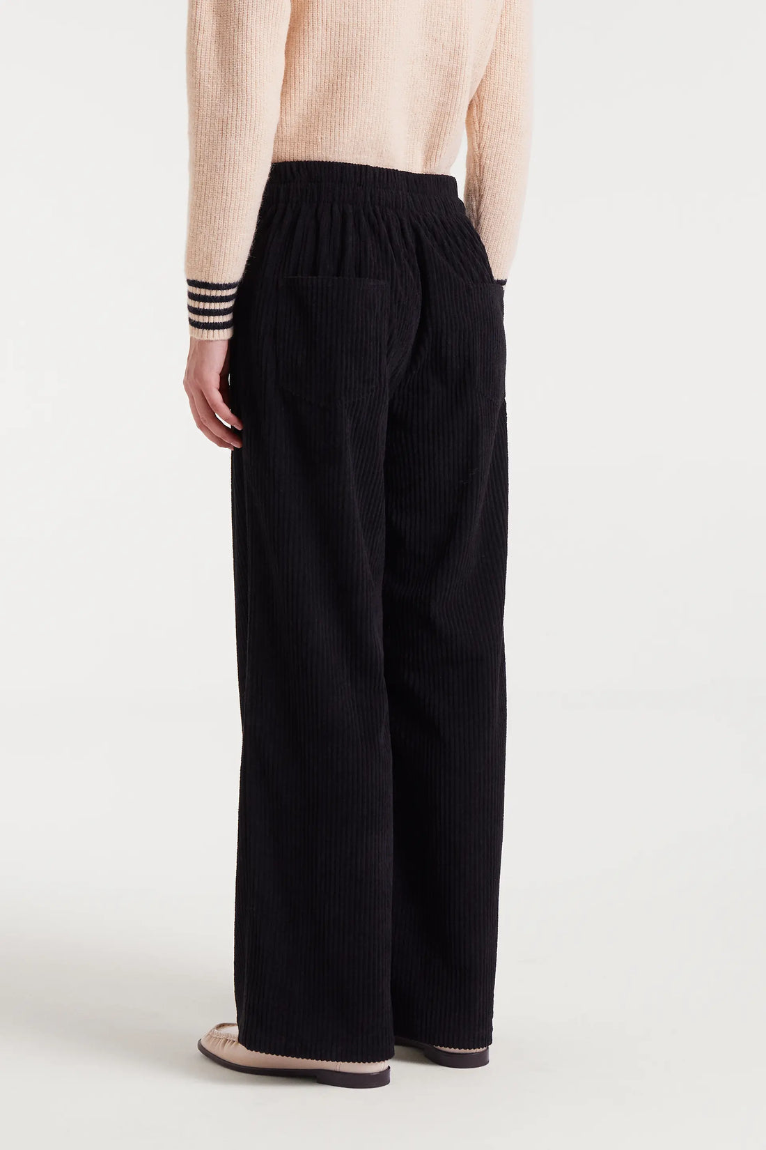 Pantalón recto de pana cintura elástico cordón