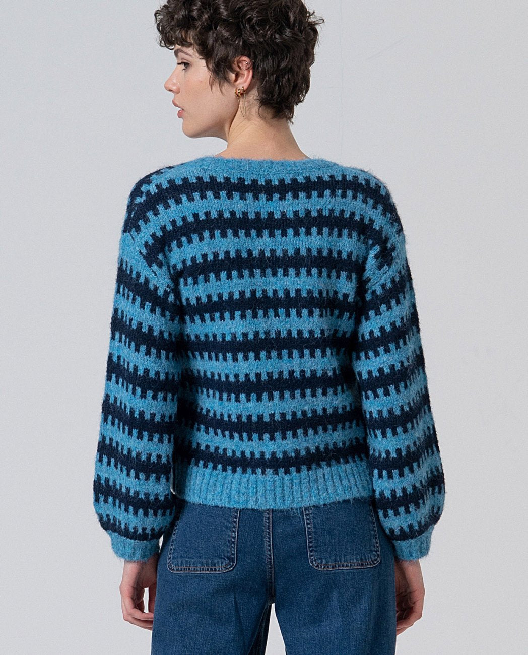 Jersey punto bicolor (azul/ rosa)