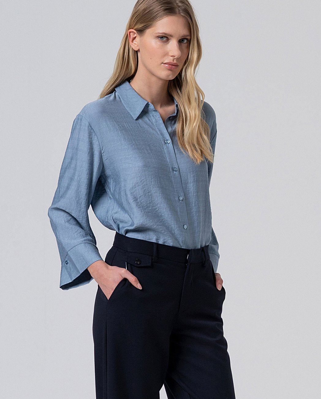 Pantalón vestir recto tipo sastre Marino