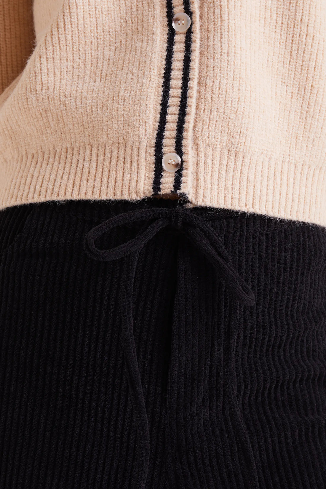 Pantalón recto de pana cintura elástico cordón