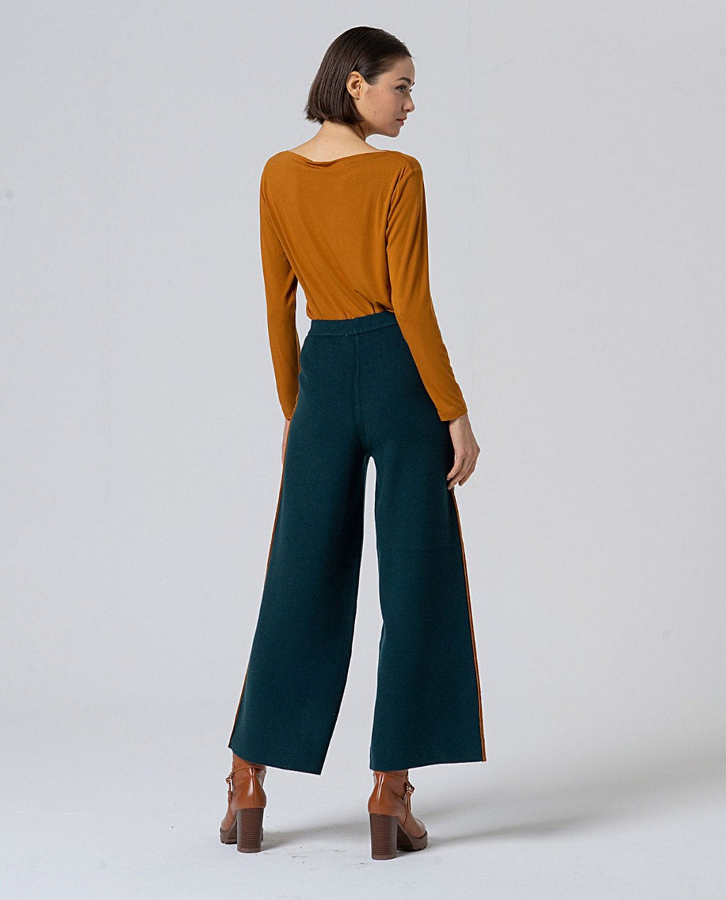 Pantalón de punto vivo a contraste Verde botella