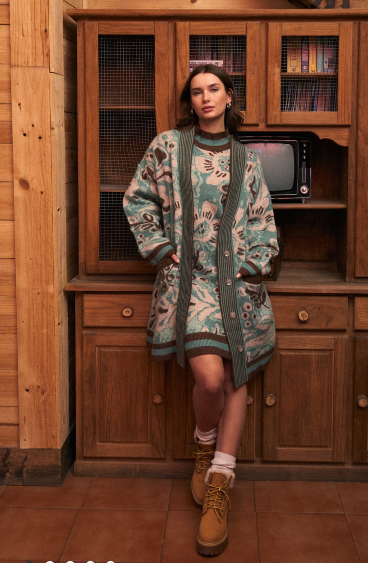 Chaqueta  abrigo de punto jacquard