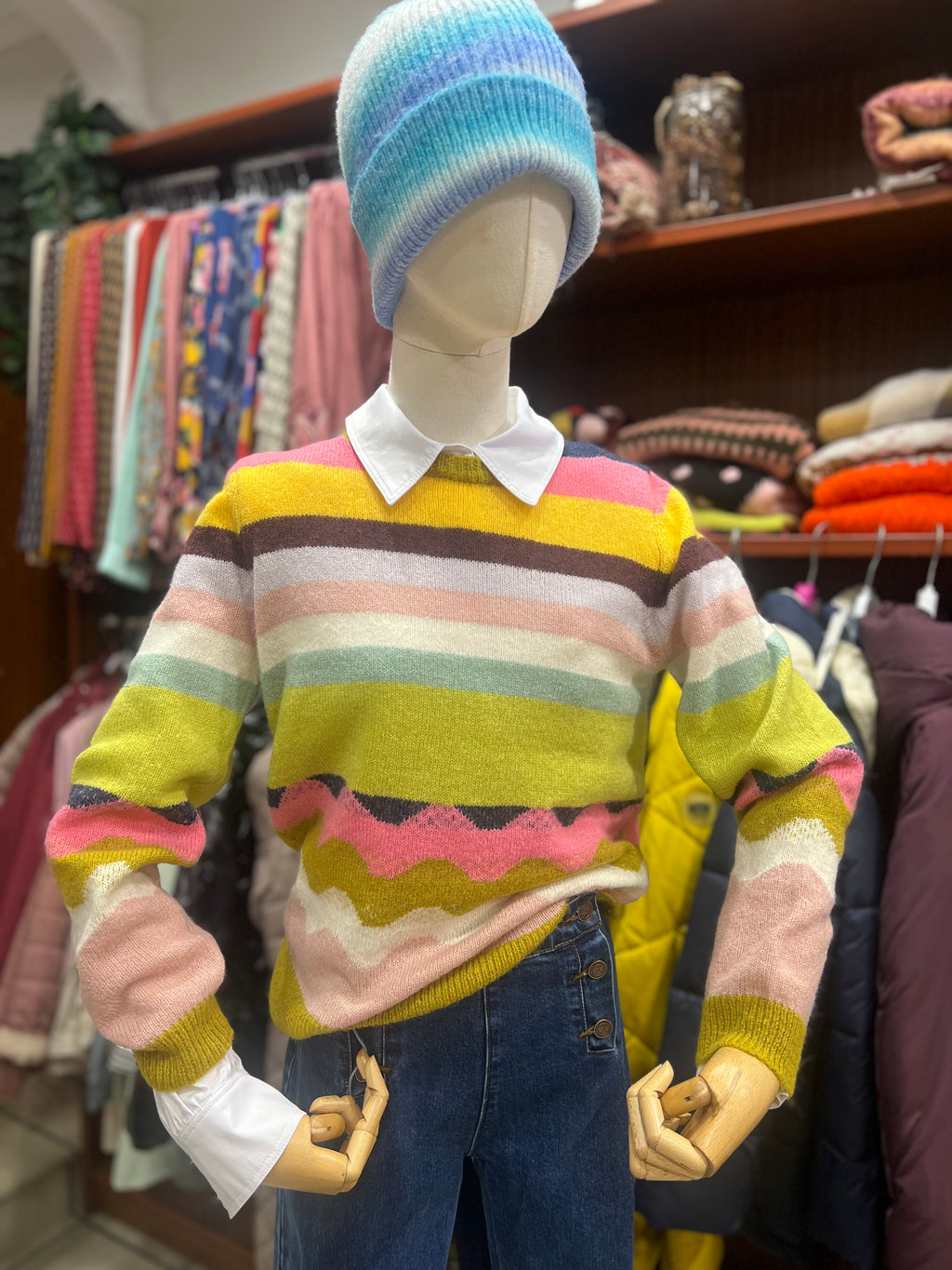 Jersey lana líneas de colores