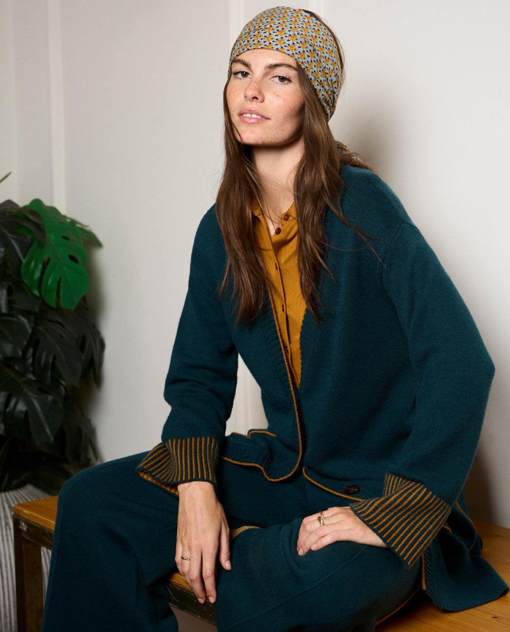 Chaqueta abrigo contraste