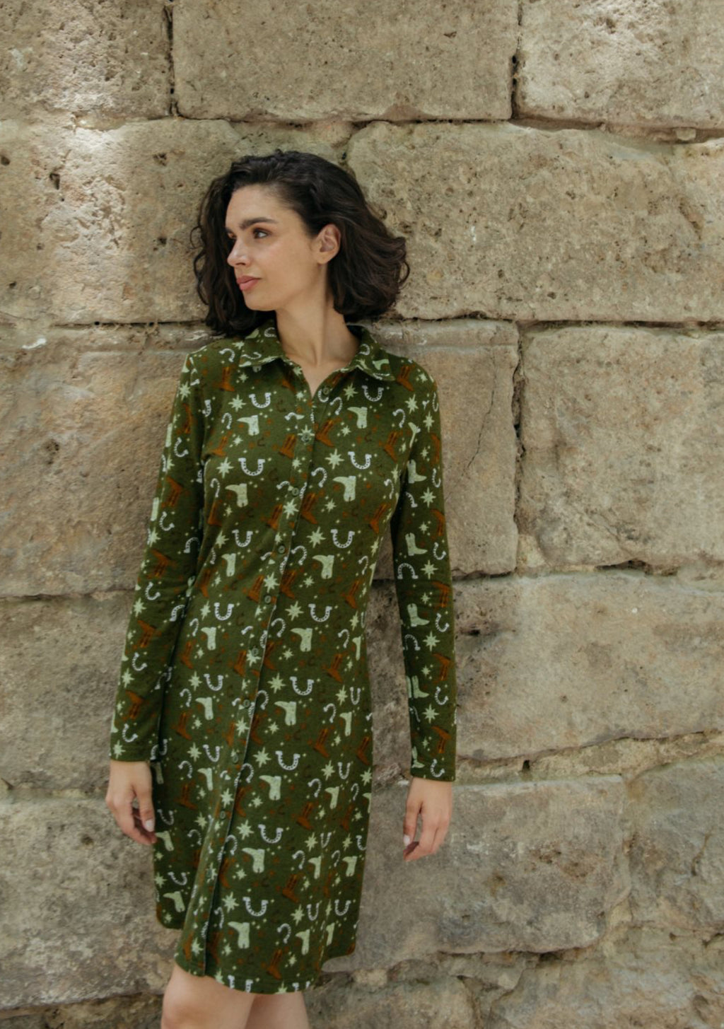 Vestido camisero de punto