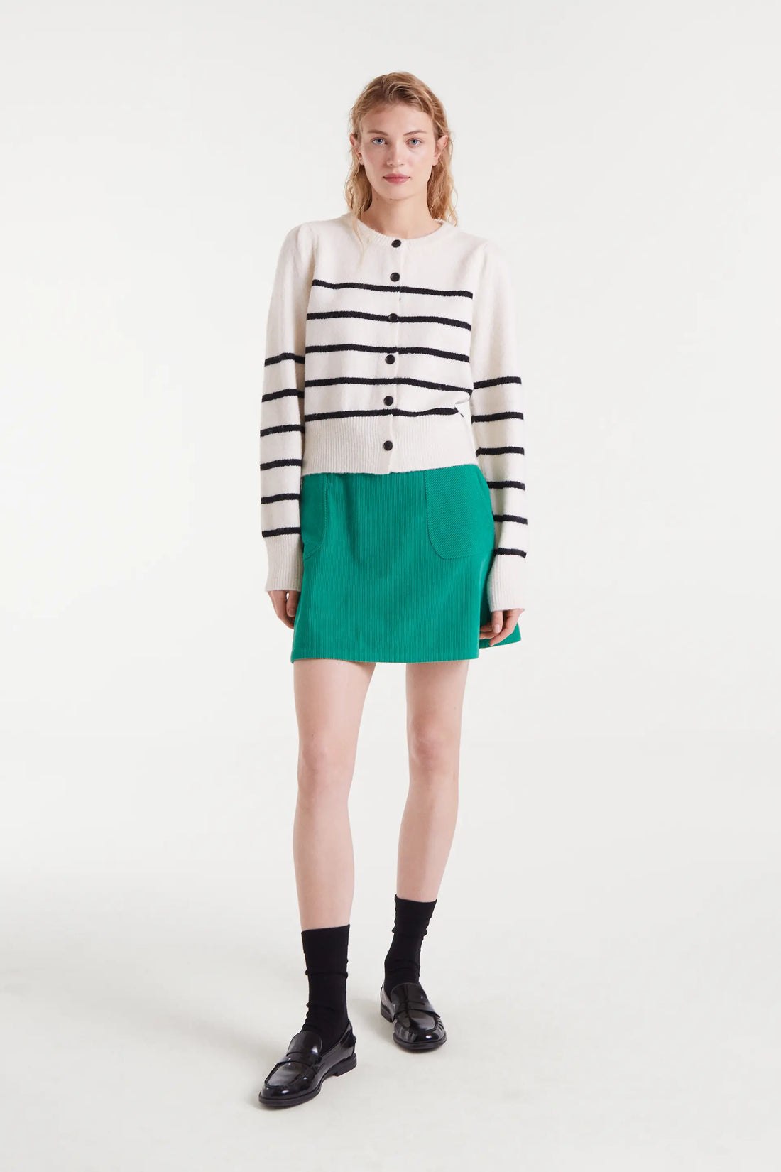 Cárdigan de punto rayas navy