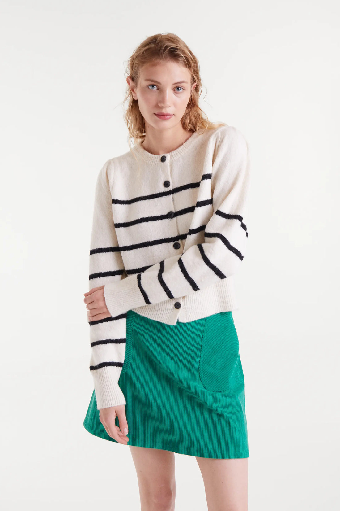 Cárdigan de punto rayas navy