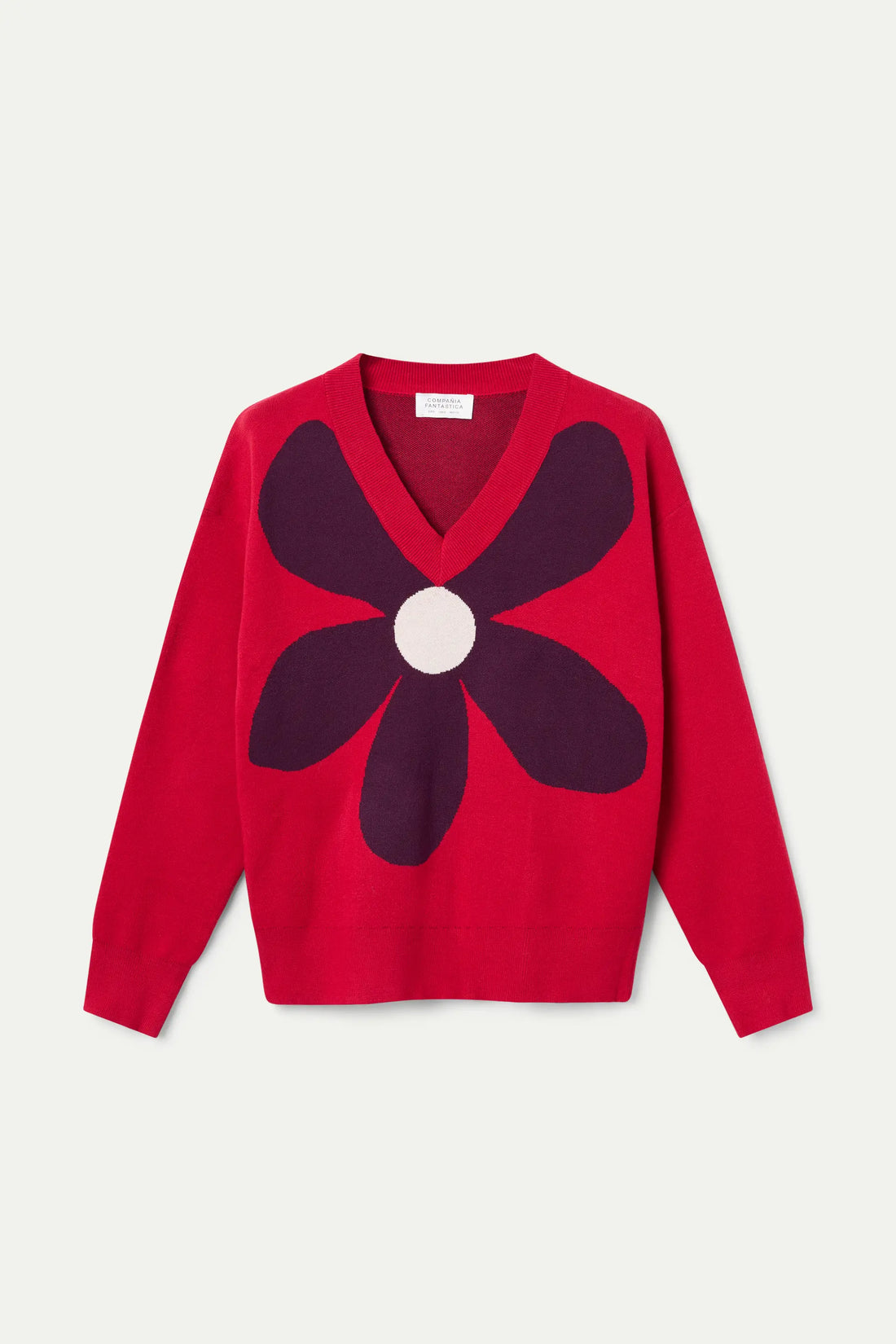 Jersey punto jacquard estampado big red flower