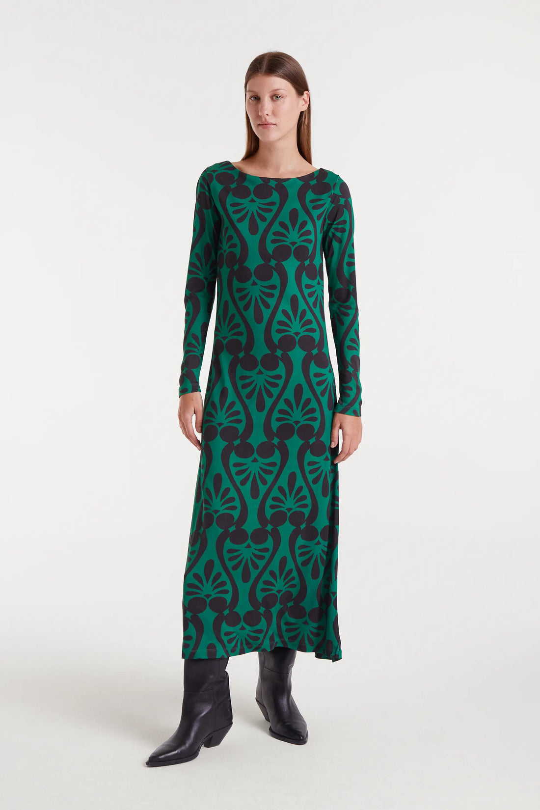 Vestido largo estampado barroco