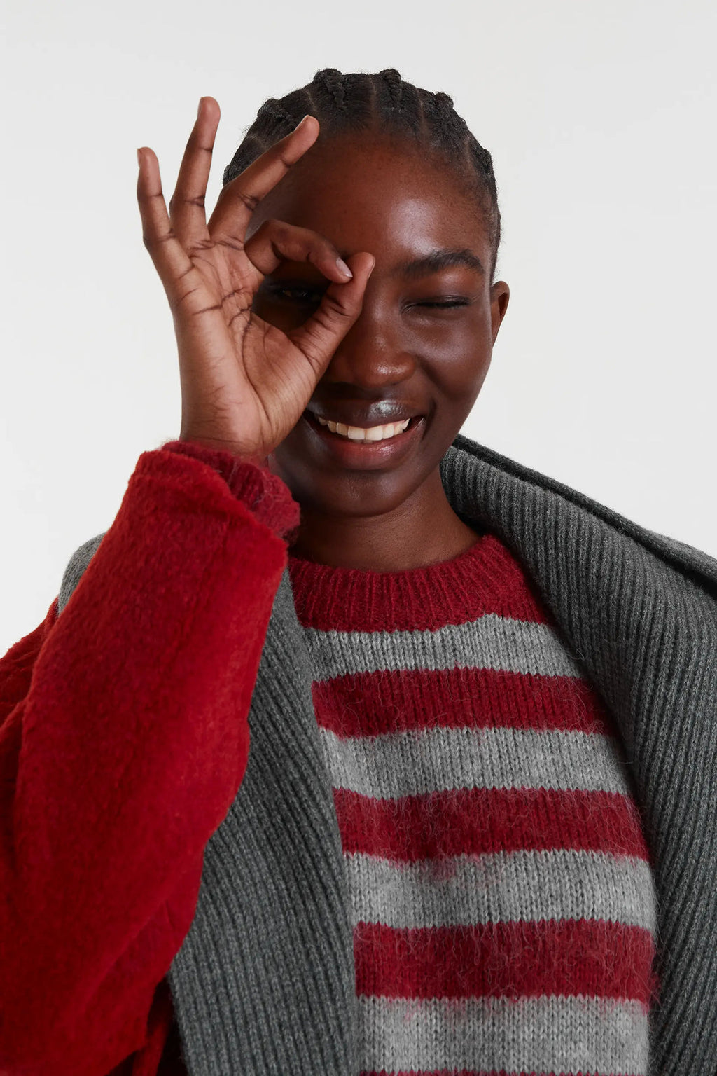 Jersey de punto rayas gris