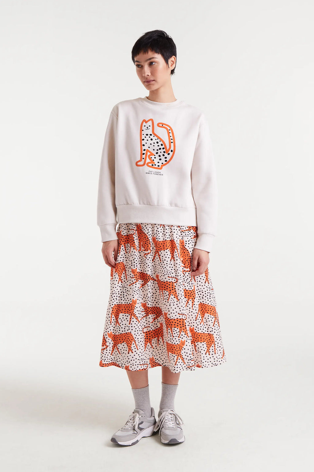 Sudadera blanca estampado Cat Lover Since Forever