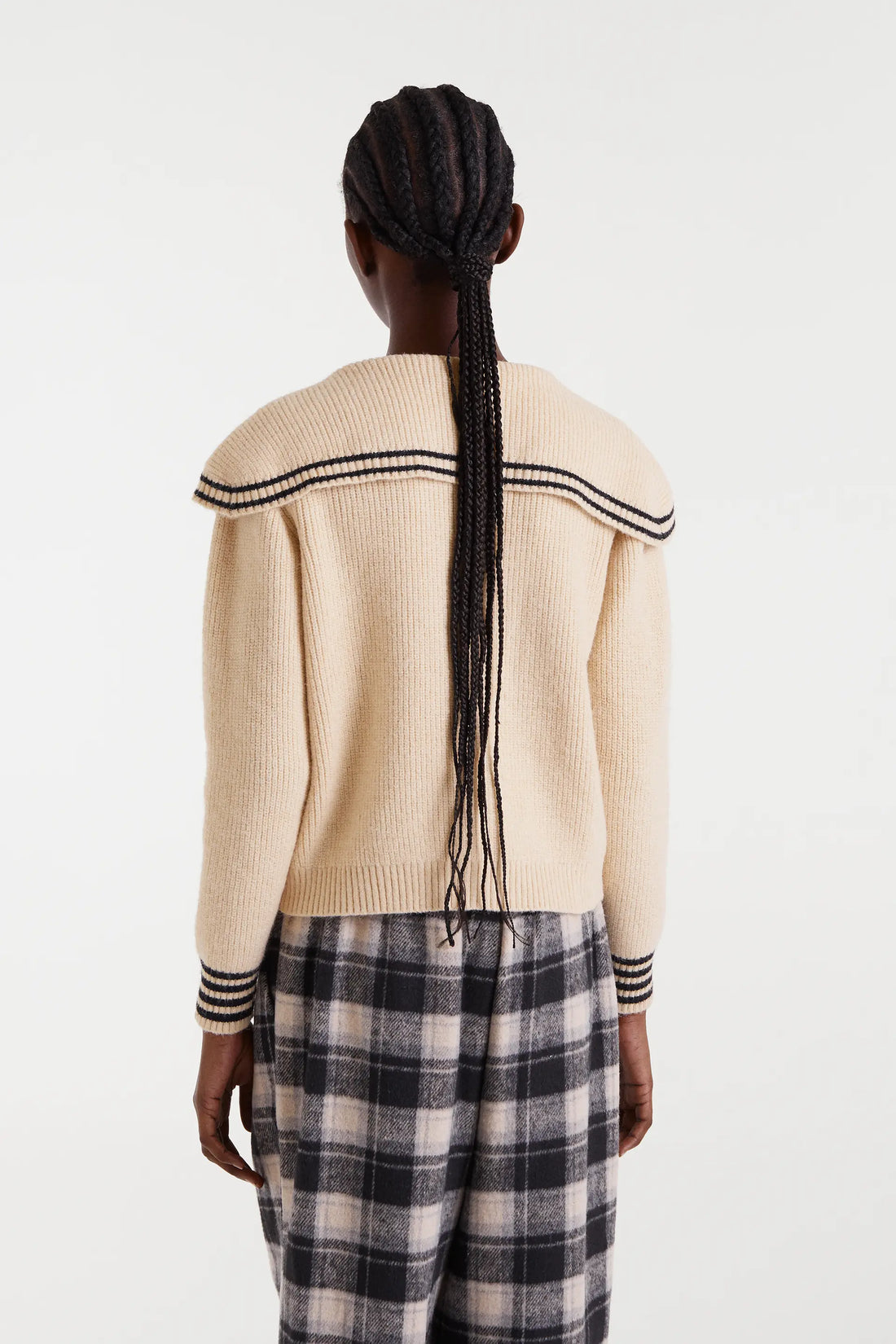 Cárdigan cuello marinero beige