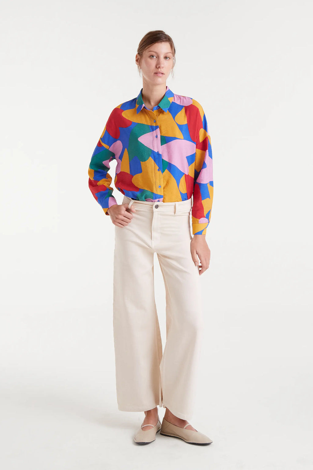 Camisa crepé ligero estampado multicolor Cupido