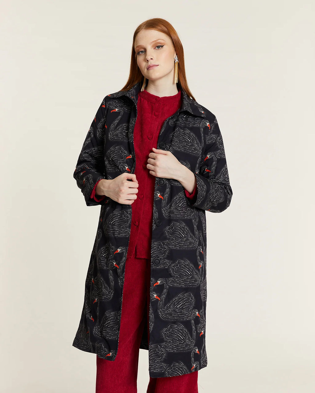 Abrigo cisnes forro acolchado