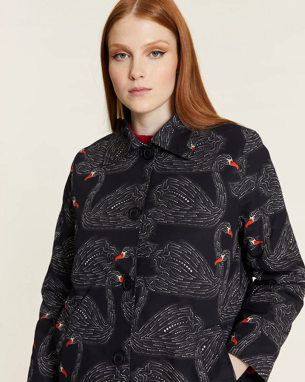 Abrigo cisnes forro acolchado