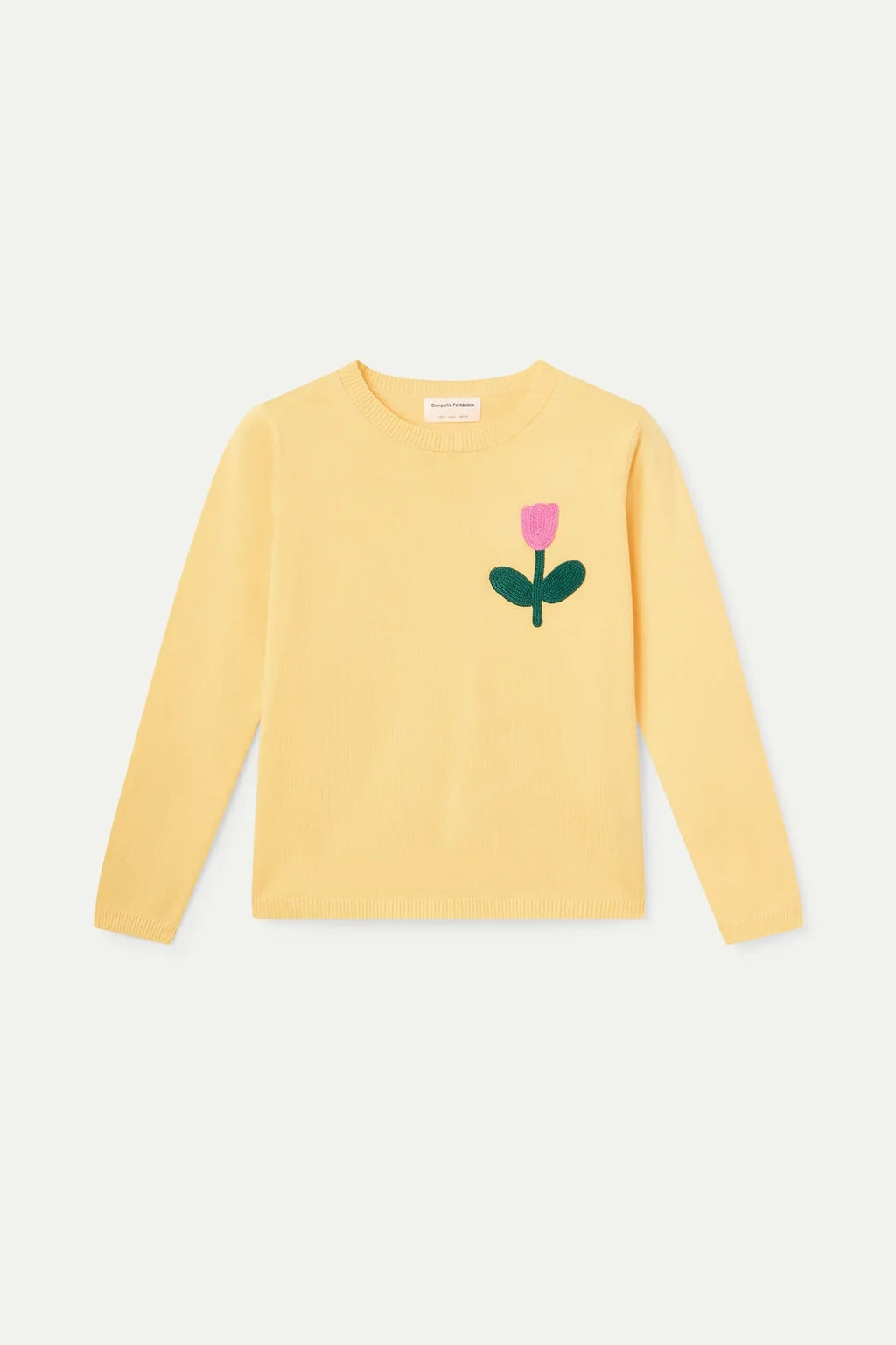 Jersey de punto fino bordado tulipán