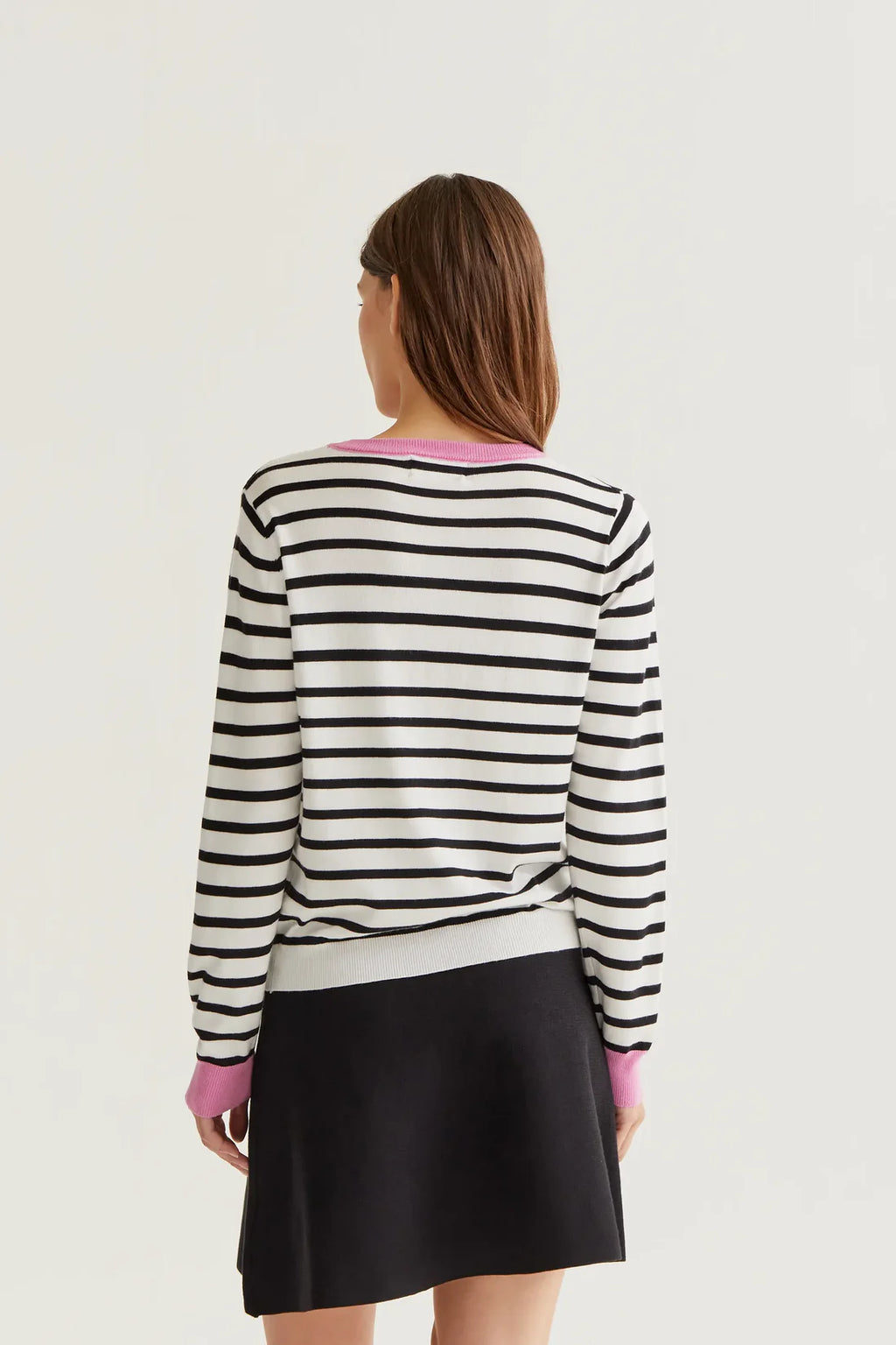 Jersey punto fino rayas negra y blanca