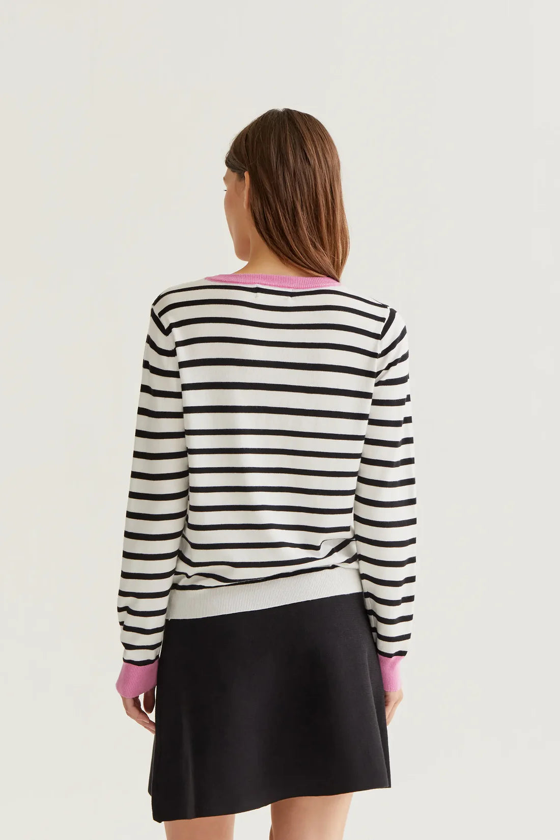 Jersey punto fino rayas negra y blanca