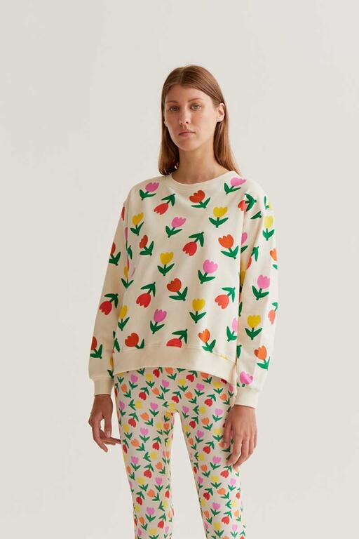 Sudadera algodón estampado tulipanes