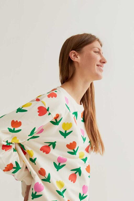 Sudadera algodón estampado tulipanes