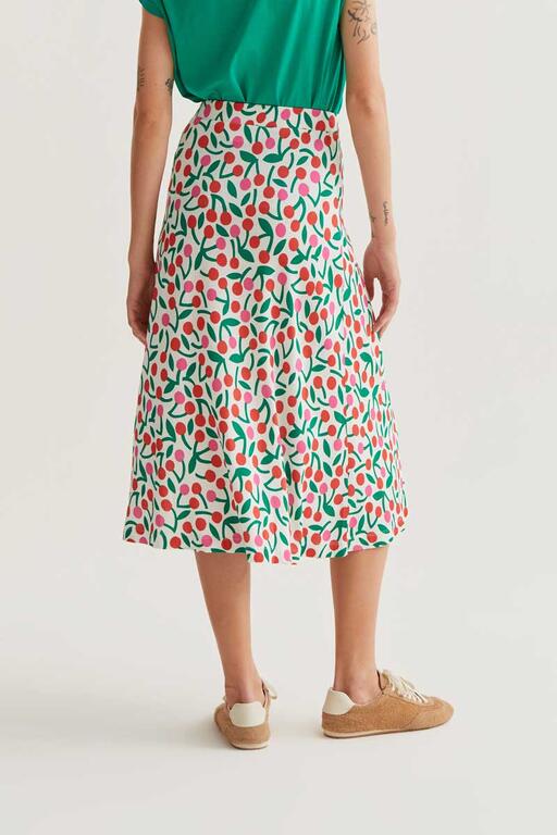 Falda midi estampado guindas