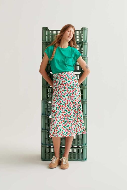 Falda midi estampado guindas