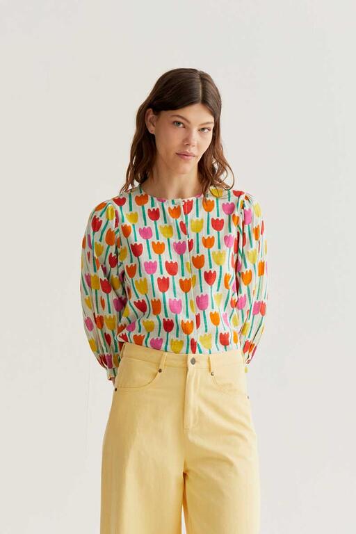 Blusa algodón estampado tulipán