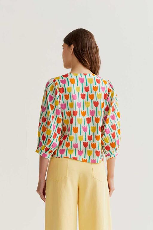 Blusa algodón estampado tulipán