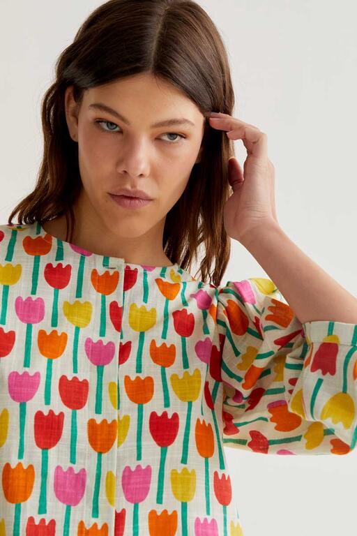 Blusa algodón estampado tulipán