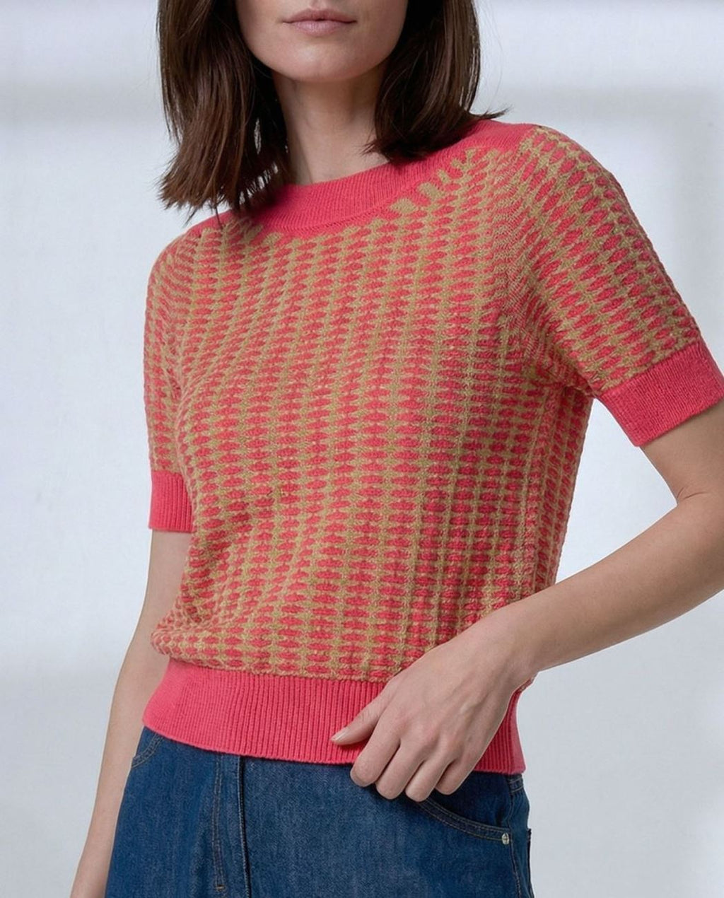 Jersey escote barco punto fino Rosa