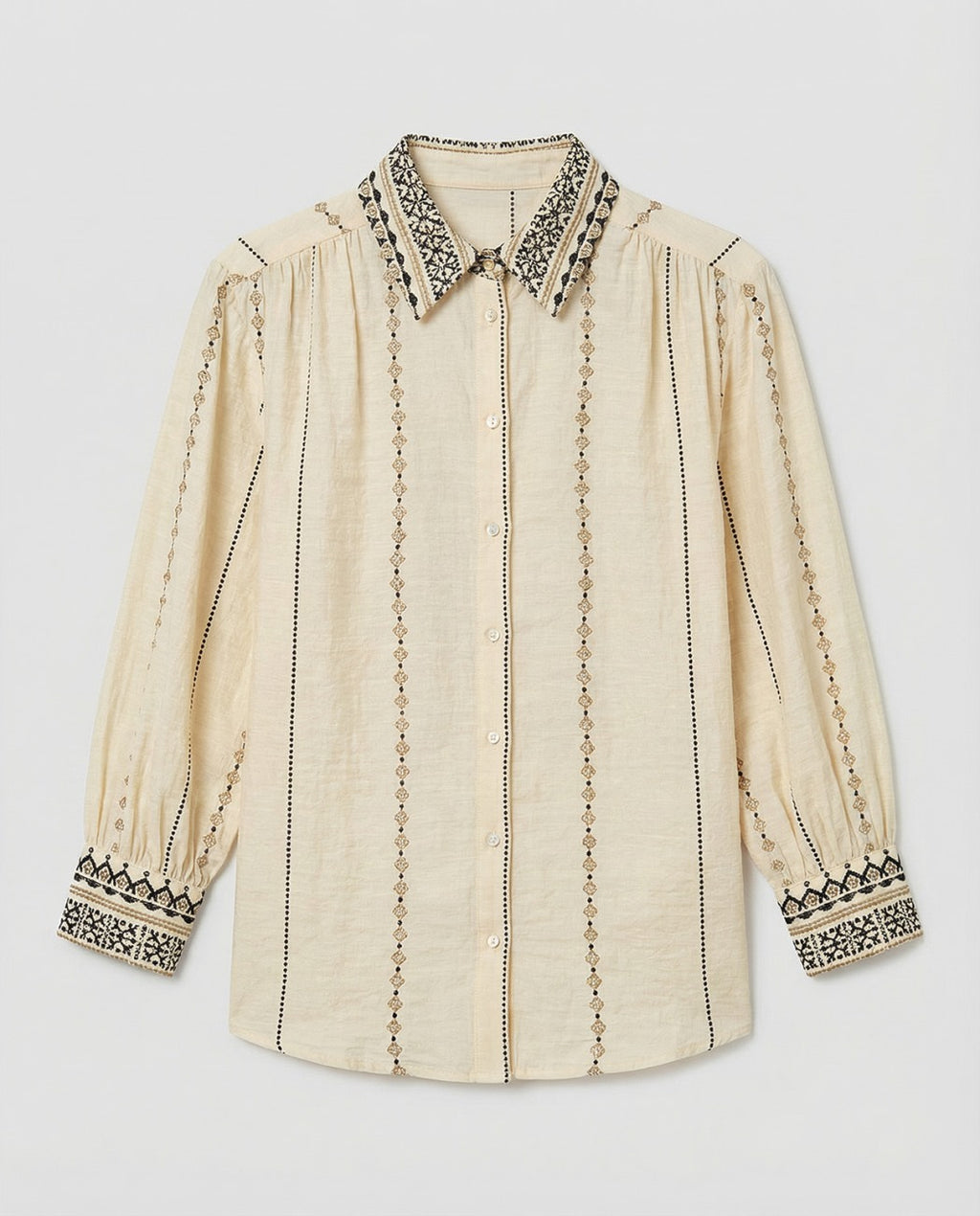 Camisa detalles manga  tres cuartos Crudo