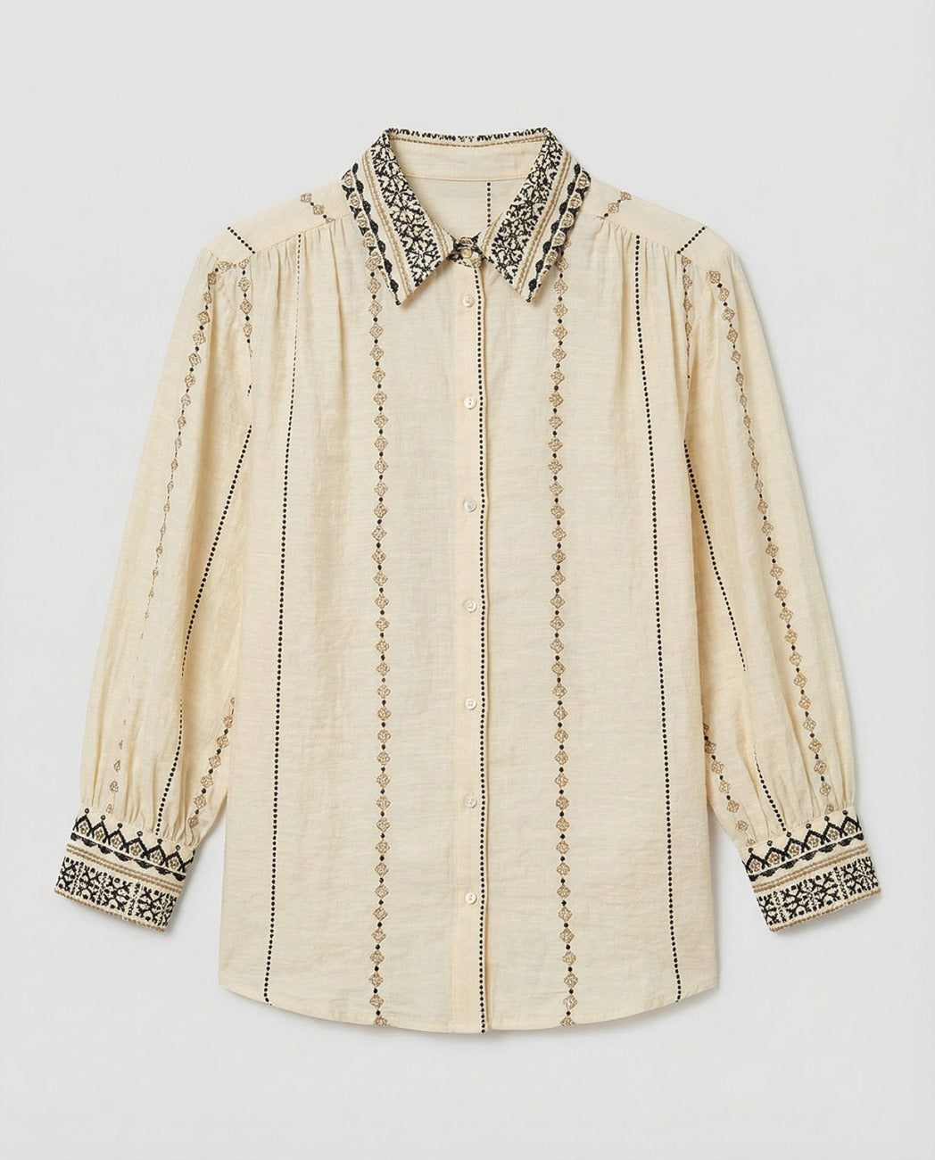 Camisa detalles manga  tres cuartos Crudo