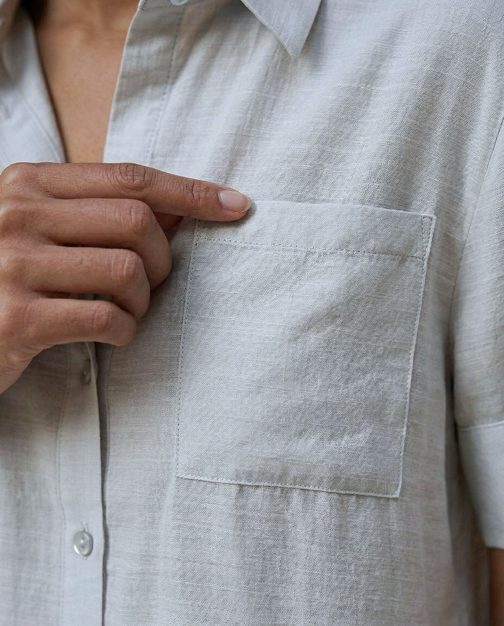 Camisa manga corta bolsillo Gris claro