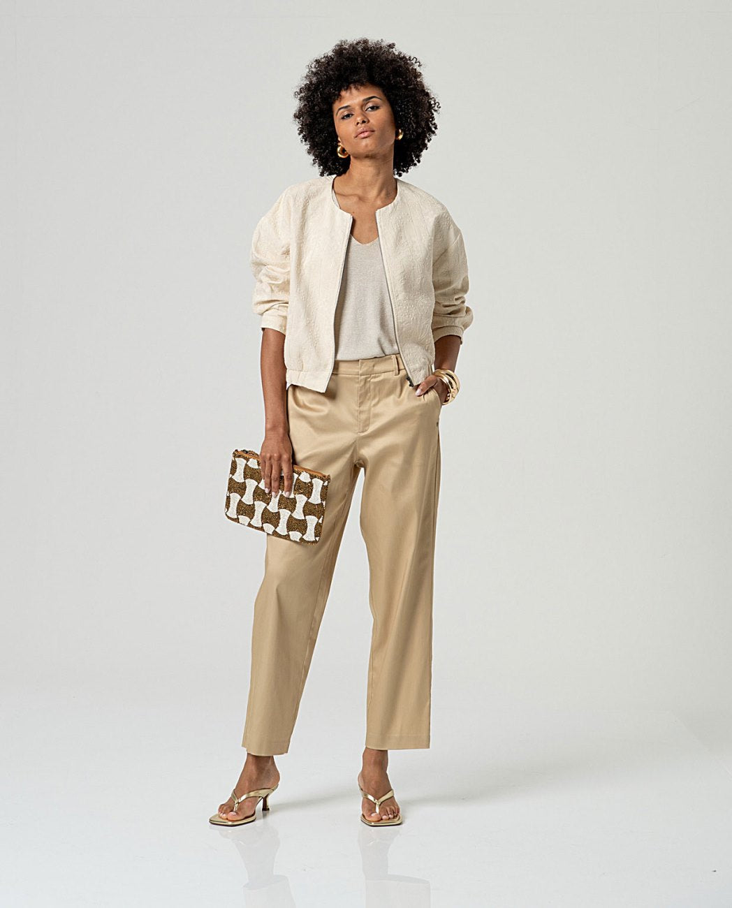 Pantalon recto Beige